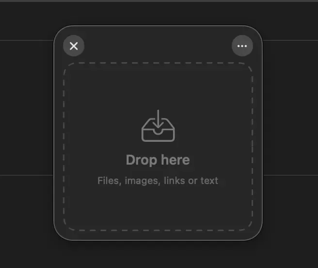 An empty Historr shelf showing a drop target for files, images, links, or text.